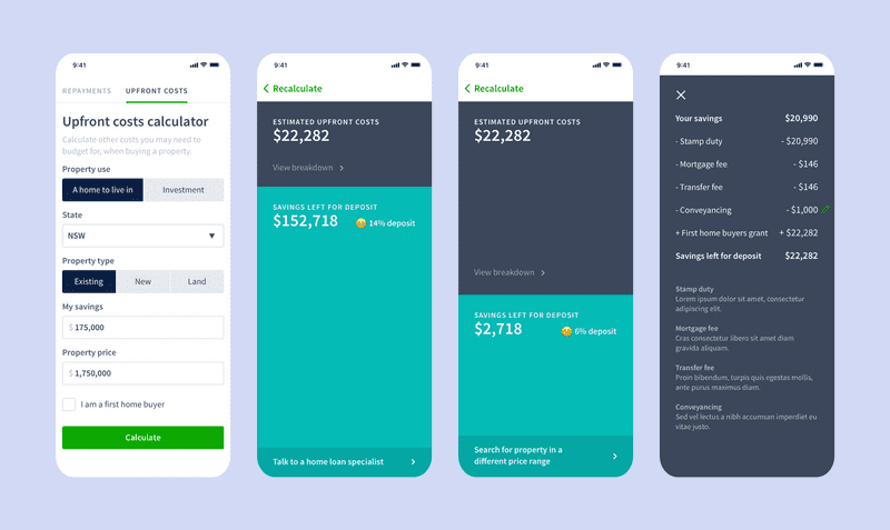 Upfront costs calculator